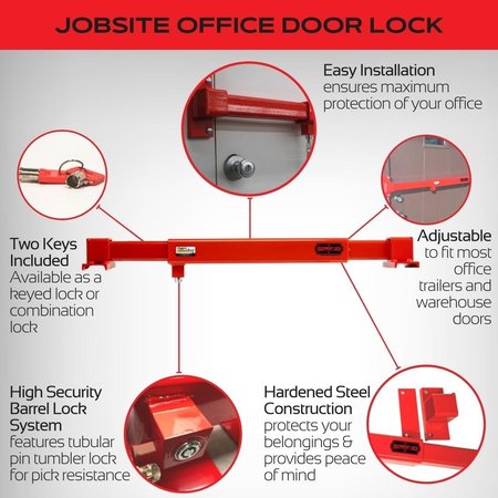 The Equipment Lock Company Job Office Door Lock, Adjustable to fit 32" - 40" wide doors JODL-KA